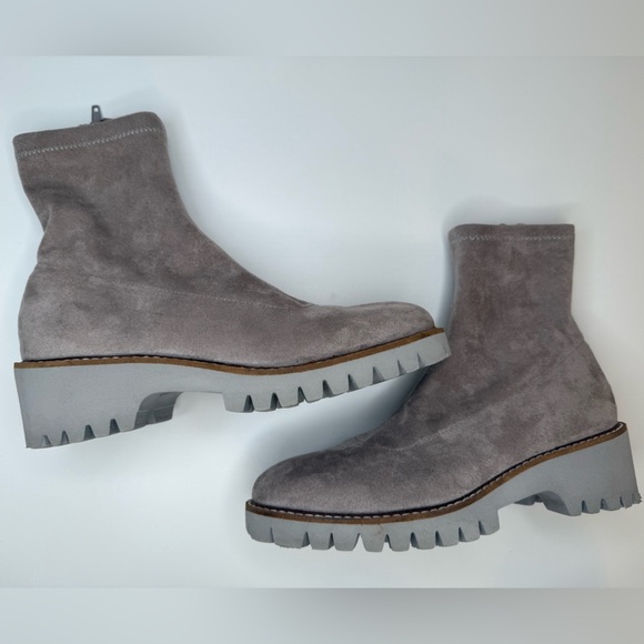 Anthropologie | Matisse Hudson Stompy Boots in Gray Faux Suede Ankle Size 8.5M - Picture 13 of 15